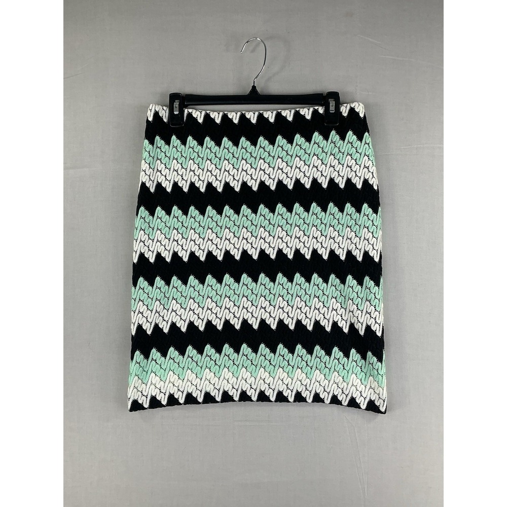 Karen Kane Black Mint Cream Chevron‎ Lace Pencil Skirt Women's M